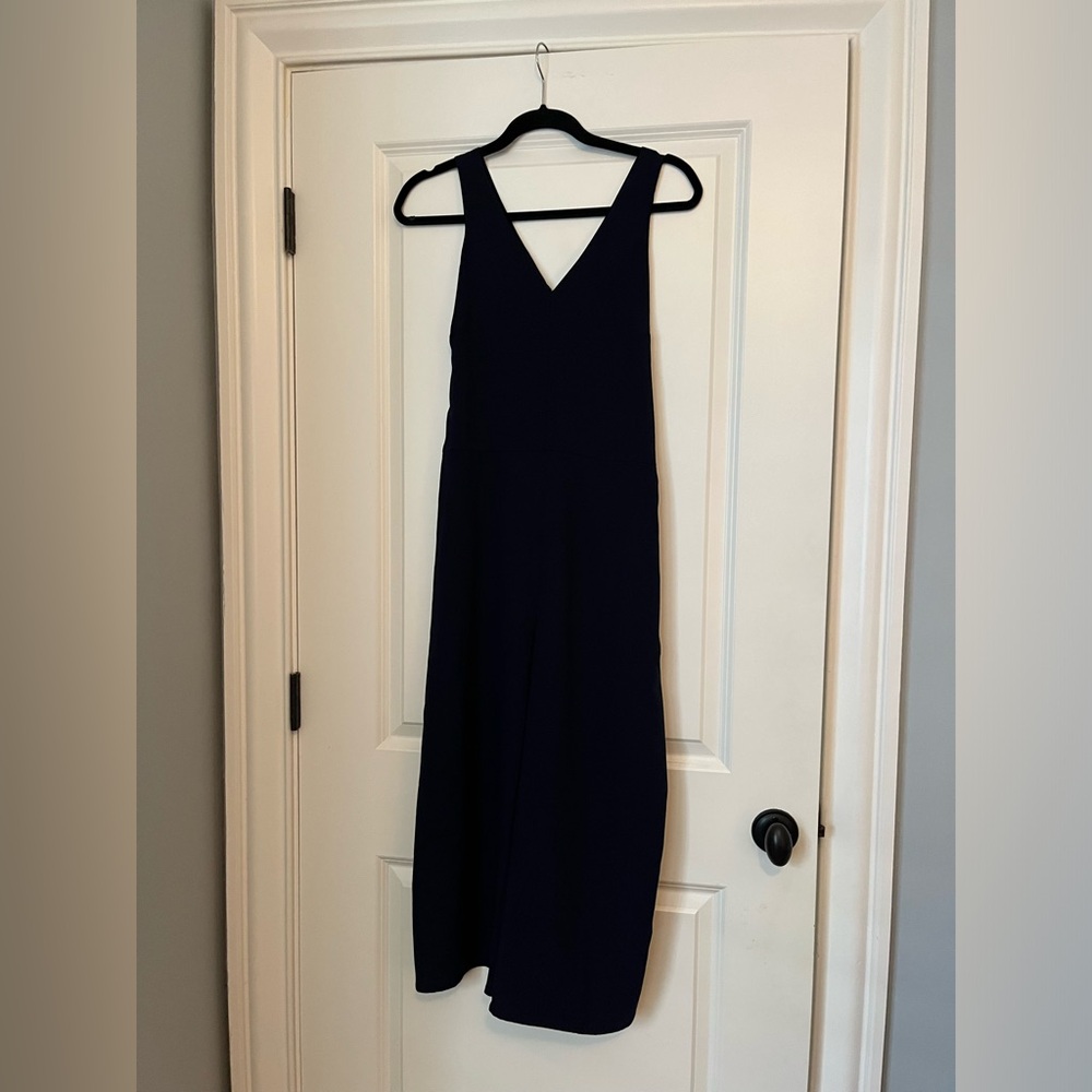 NWT LOFT Navy V-back V-front fully lined wide-leg jumpsuit